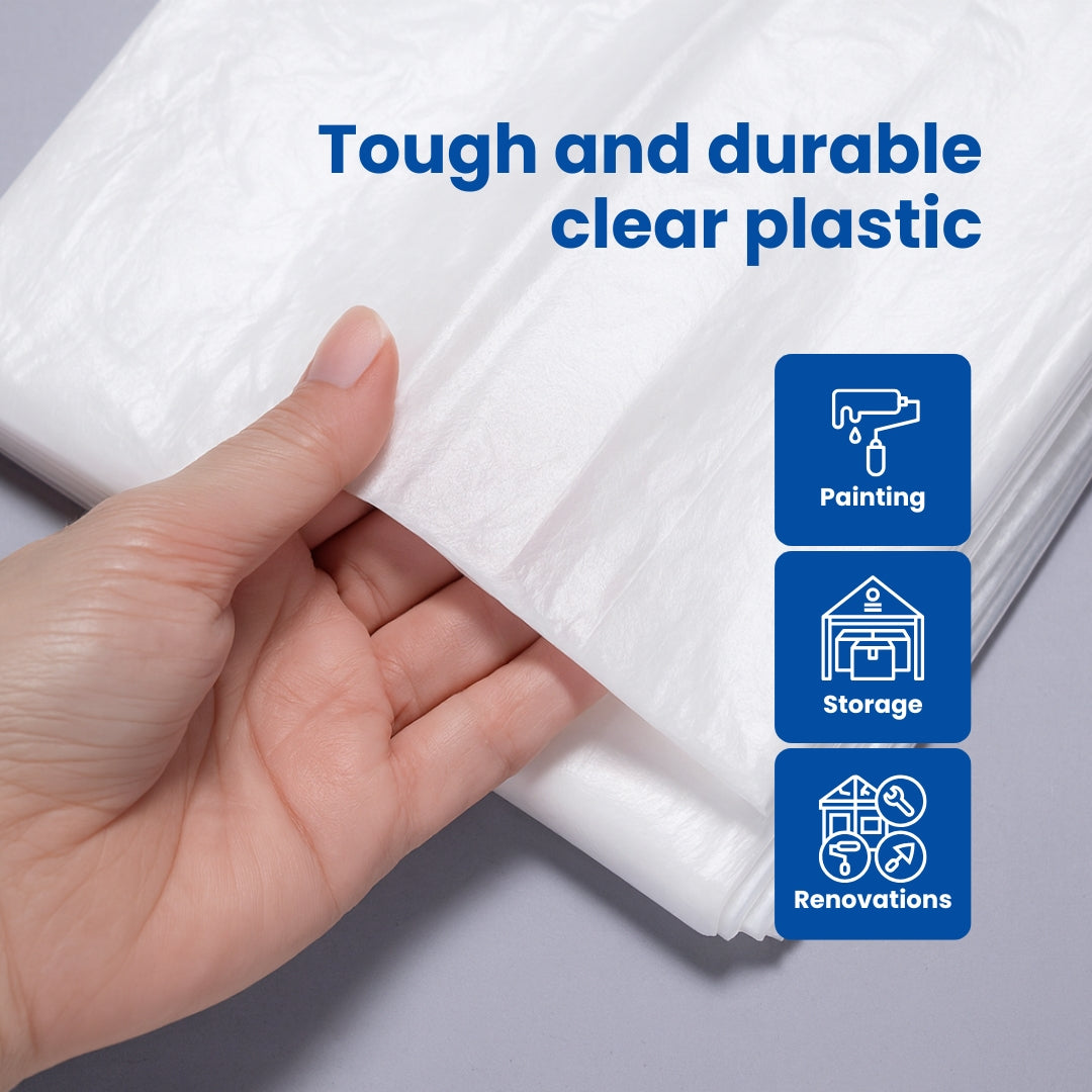 White Shield Guard Pro 4x5m waterproof protection drop sheet with non-slip surface for painting and furniture protection