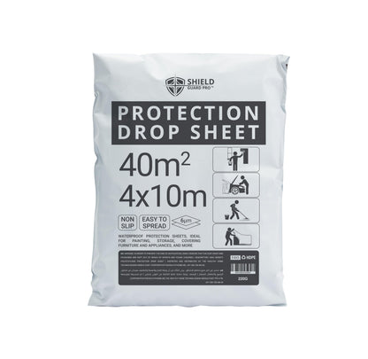 Shield Guard Pro waterproof plastic protection sheet 40m² white drop cloth for painting and furniture floor cover